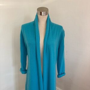Women's Open Front Turquoise Sweater
